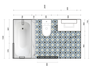 Interior decorating: bathroom renovation: floor plan
