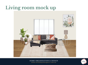 Interior decorating: styling: living room mock-up